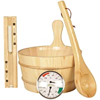 Los mejores  - Juego de sauna cl�sico de 5 piezas de madera natural- accesorios de madera para sauna